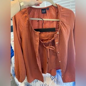 Two piece Gauze orange gap outfit